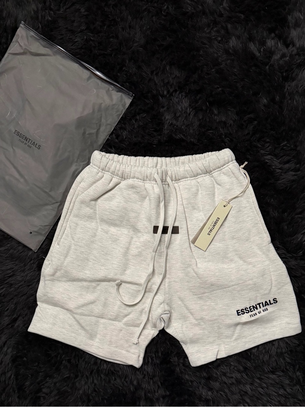 ESSENTIALS Men’s Light Gray Drawstring Lounge Shorts
